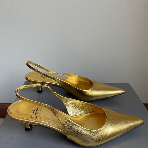 Jeffrey Campbell Metallic Gold Slingback Heels - Picture 6 of 8
